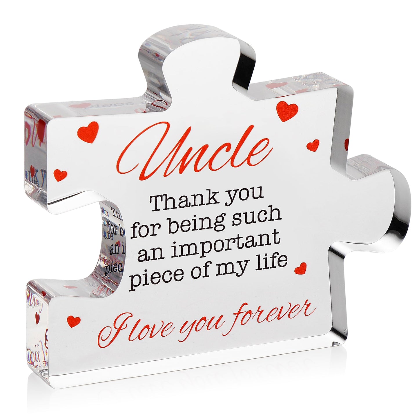 Uncle Gifts - Decorative Favorite Uncle Gift - Acrylic Plaque with Red Velvet Bag, Cleaning Cloth, Envelope - Great Birthday Gift, from Niece, Nephew
