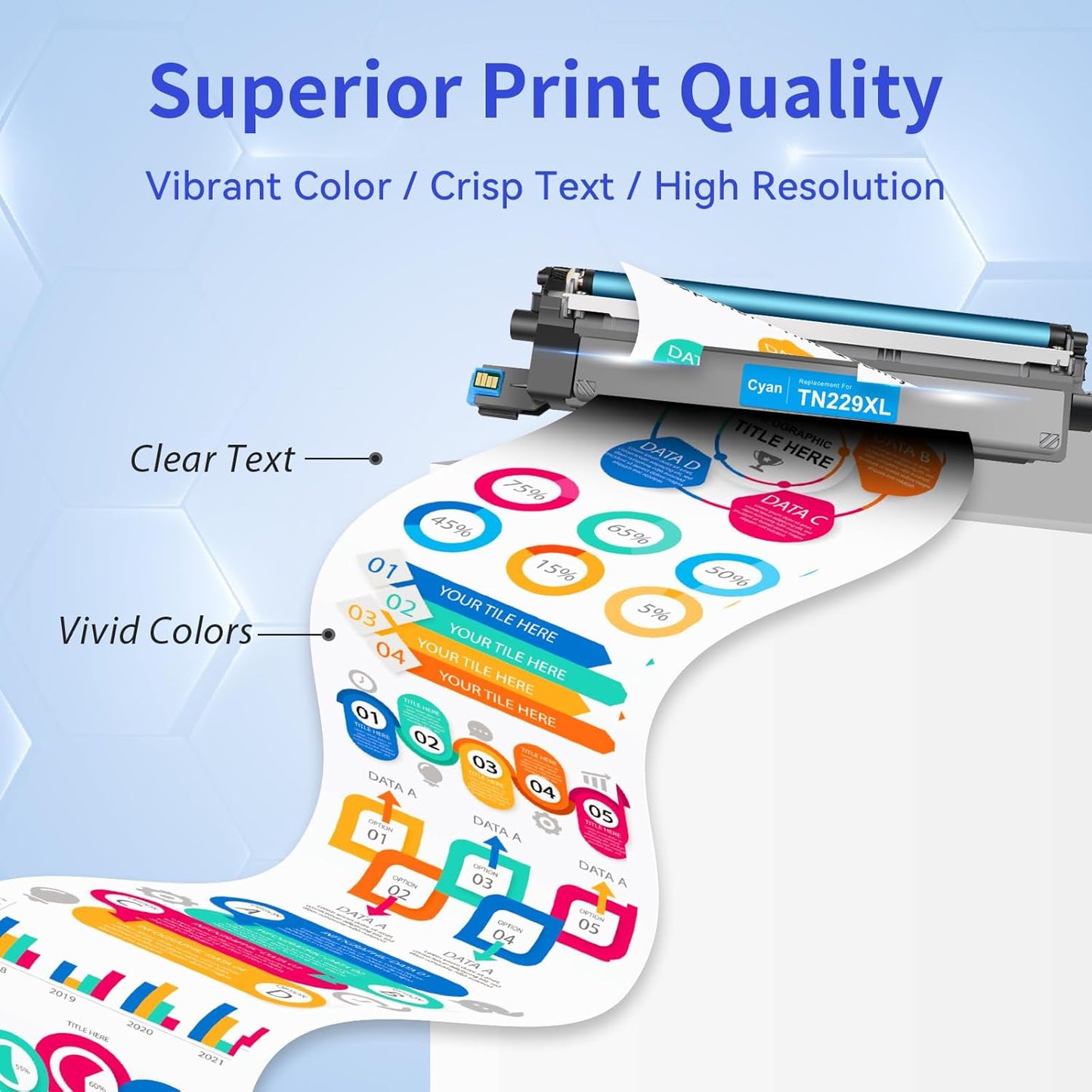 Brother TN229XL Toner - High-Yield Compatible Replacement Cartridge - 5-Pack for MFC-L3780CDW & More