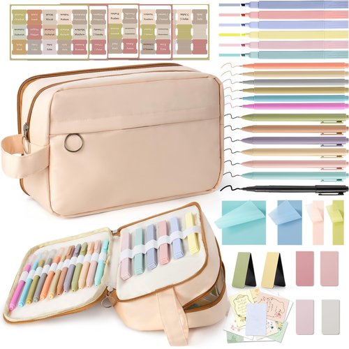 KIZZYEA Bible Journaling Kit, Bible Study Supplies with No Bleed Highlighters, Pens, Tabs, Pencil Case, Christian Gifts for Women, Bibles Accessories Kits for Bible Study Group, Students, Beginner