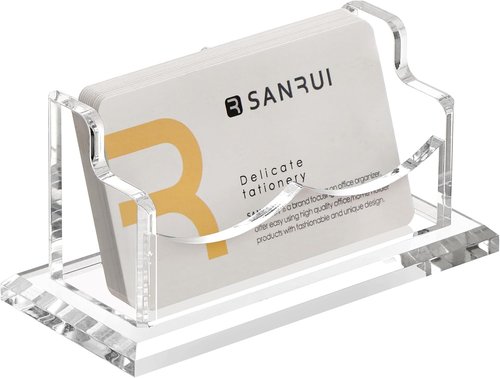SANRUI Clear Acrylic Business Card Holder - Desk Organizer with 60 Card Capacity | 1 Tier Display Stand