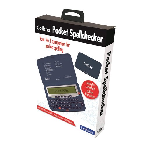 LEXiBOOK - Collins Electronic Pocket Spellchecker with Battery, Blue/White, DC753EN