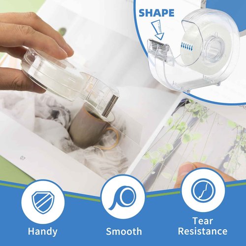 JEFURE 36 Pcs Transparent Tape with Dispenser, 0.7 in x 1000 in Clear Tapes and Refillable Dispensers, Office Tape Rolls with Dispenser Bulk for Craft Jobs, Gift Wrapping, Repairing, Home and School
