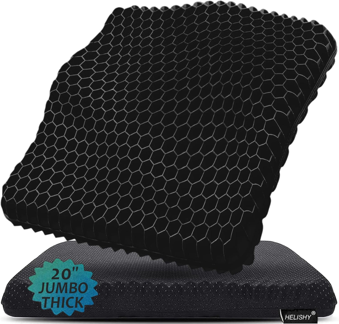Skiennix Gel Seat Cushion - Jumbo & Thick Office Chair Cushion for Sciatica Relief | Non-Slip Wheelchair & Car Seat