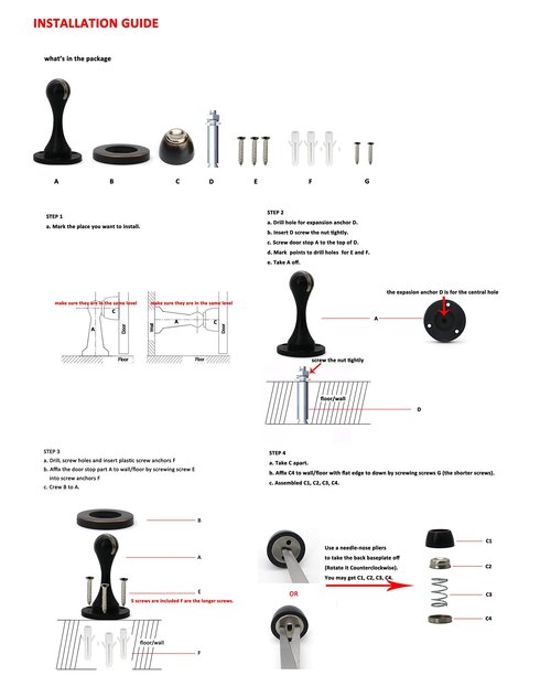 Solid Mental Magnetic Door Stop, Wall Mounted, Oil Rubbed Bronze, 5 PCS