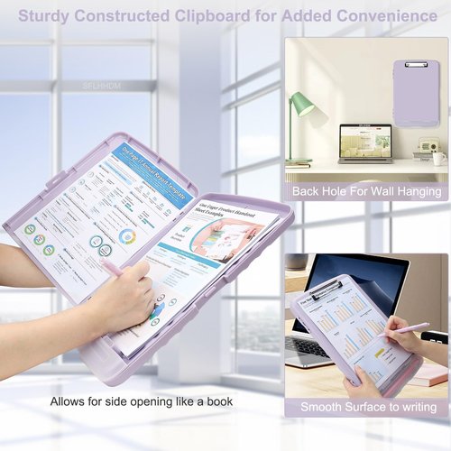 Clipboard with Storage for Office Supplies,Storage Clipboard with Pen Holder,Nursing Clipboards with Low Profile Clip,Clip Boards 8.5x11 with Storage for Nurse,Teacher Must Haves Clipboards-02Purple
