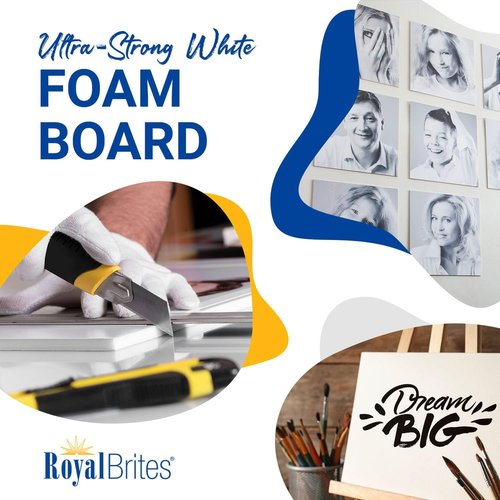 Royal Brites White Foam Board Sheets - 20 x 30 Inches - 10 Sheets - Ideal for Crafting, Presentations & School Projects - Durable & Lightweight - Easy Cut Display Boards for Home & Office Use