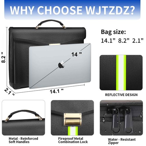 6500°F Large Capacity Upgraded Fireproof Money Bag with Lock,10 Layers of Heat Insulated Materials with Waterproof Zipper/Reflective Strip with Handle for Cash/Important Documents