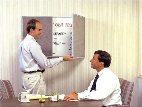 Ghent VisuALL Bulletin Board - Gray Fabric with Non-Magnetic Whiteboard Interior | 41302