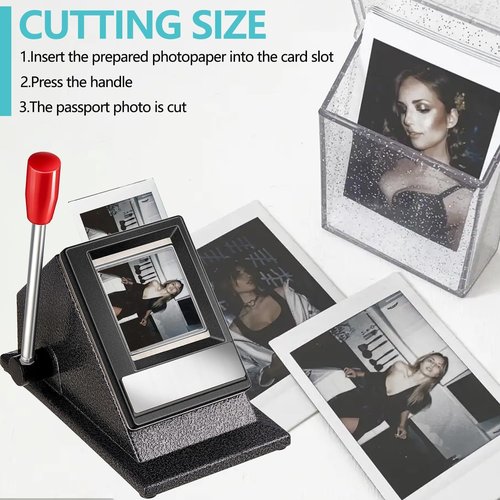 Metal Passport Photo Cutter 2 x 2 Inches, Table Top Desktop Passport ID Photo Cutter with Metal Handle, Picture Cutter for Photos, Manual Picture Punch with Cutting for Standard Photo, PVC Cards
