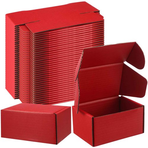 Ireer 50 Pack Red Shipping Boxes Bulk 6 x 4 x 3 Inch Corrugated Cardboard Mailer Boxes for Small Business Mailing Packing Jewelry Ornament Gifts Wrap