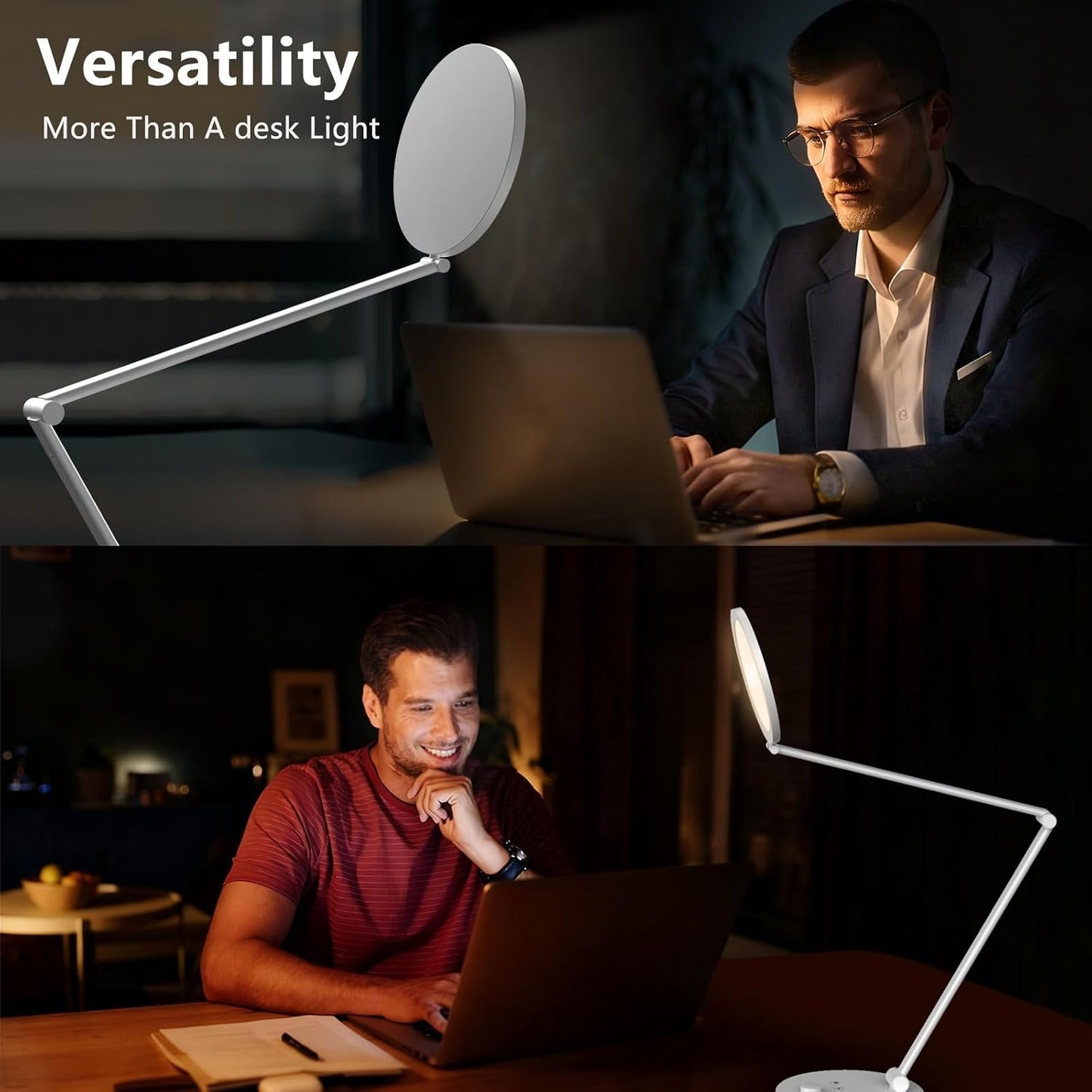 Skiennix Desk Lamp - Metal Swing Arm LED Light with 3 Dimming Modes | 14W 1200LM for Home Office & Streaming