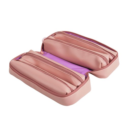 Erin Condren Mauve Vegan Leather 5-in-1 Zipper Pouch - Multi-Compartment Storage, Use as One Big Pouch or 5 Separate Pouches