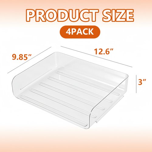 Gawerk Desk Organizer Stackable Desk Paper Letter Tray Organizer Office Desktop File Paper Holder Book Storage Organization Rack (Clear, 4 x Standard Entry)