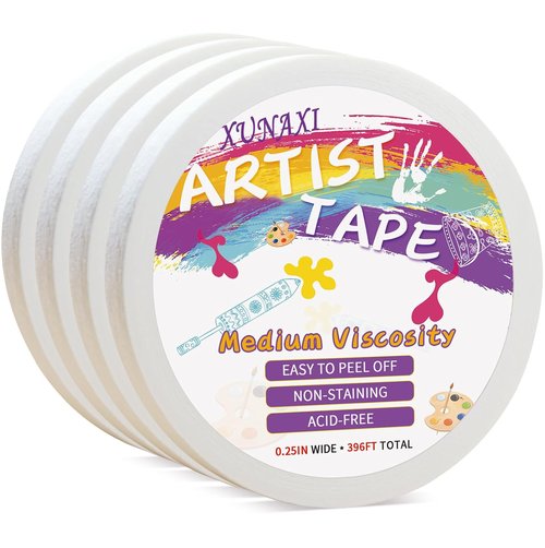 Artist Tape - Medium Tack White Art Tape for Watercolor & Drafting | 4 Packs, 0.25in Wide, 396ft Total