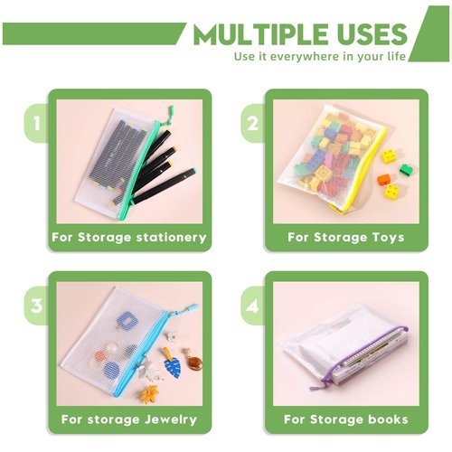 25pcs Mesh Zipper Pouch Bags for Organization and Storage,Toy Storage Bags,Zipper Pouch for Classroom Organization, Storage Bag Suitable for Classroom,Travel and Home