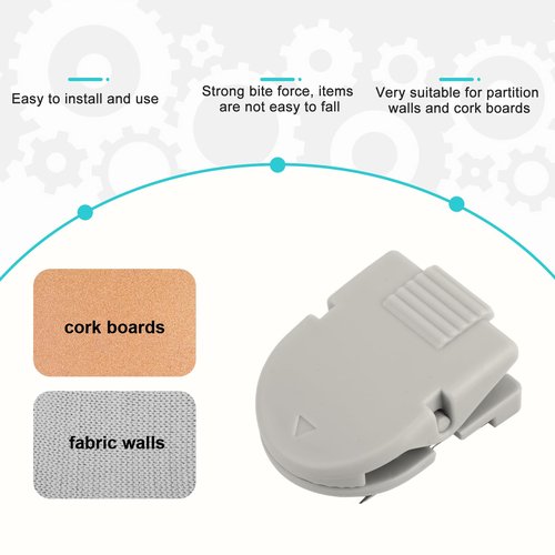 OXOB 24pcs Cubicle Clips for Fabric Walls, Plastic Stainless Steel Push Pin Clips Fabric Panel Pins Cubicle Hooks Accessories for Hanging Photos, Notes, Memos, Data Cables (Gray)