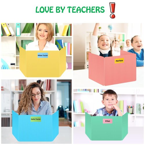 8 Pack Desk Privacy Panel Desk Divider - Pastel Color Testing Dividers for Classroom Supplies- Easy Clean Privacy Shields for Student Testing Desk dividers- Includes Extra Labels