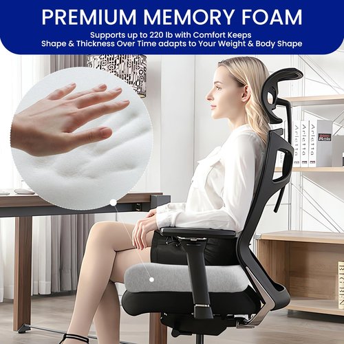 Extra Large Memory Seat Cushion,Multifunctional for Office or Driving Use,Back and Tailbone Relief,for Car, Travel, Office, Wheelchair(21.5 * 17.7 * 4 inches)