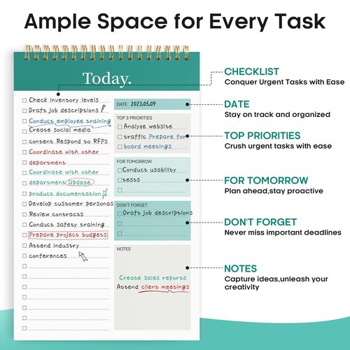 To Do List Pad - To Do List Notebook for Work with 52 Sheets, Undated Daily Planner Perfect for Daily Tasks and Goal Setting, To Do List Notepad Suitable for Office, Home and School