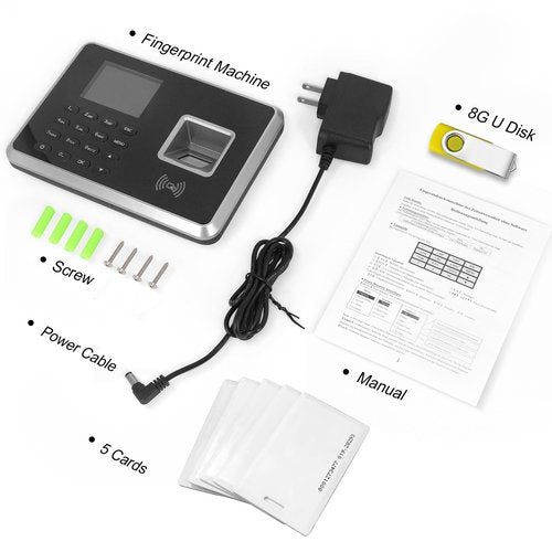 JIAN BOLAND A2 Time Clocks for Employees Small Business-Fingerprint, RFID and PIN Biometric Time Clock, Office Punch Clock, with 5 Badges and USB Drive (0 Monthly Fees)