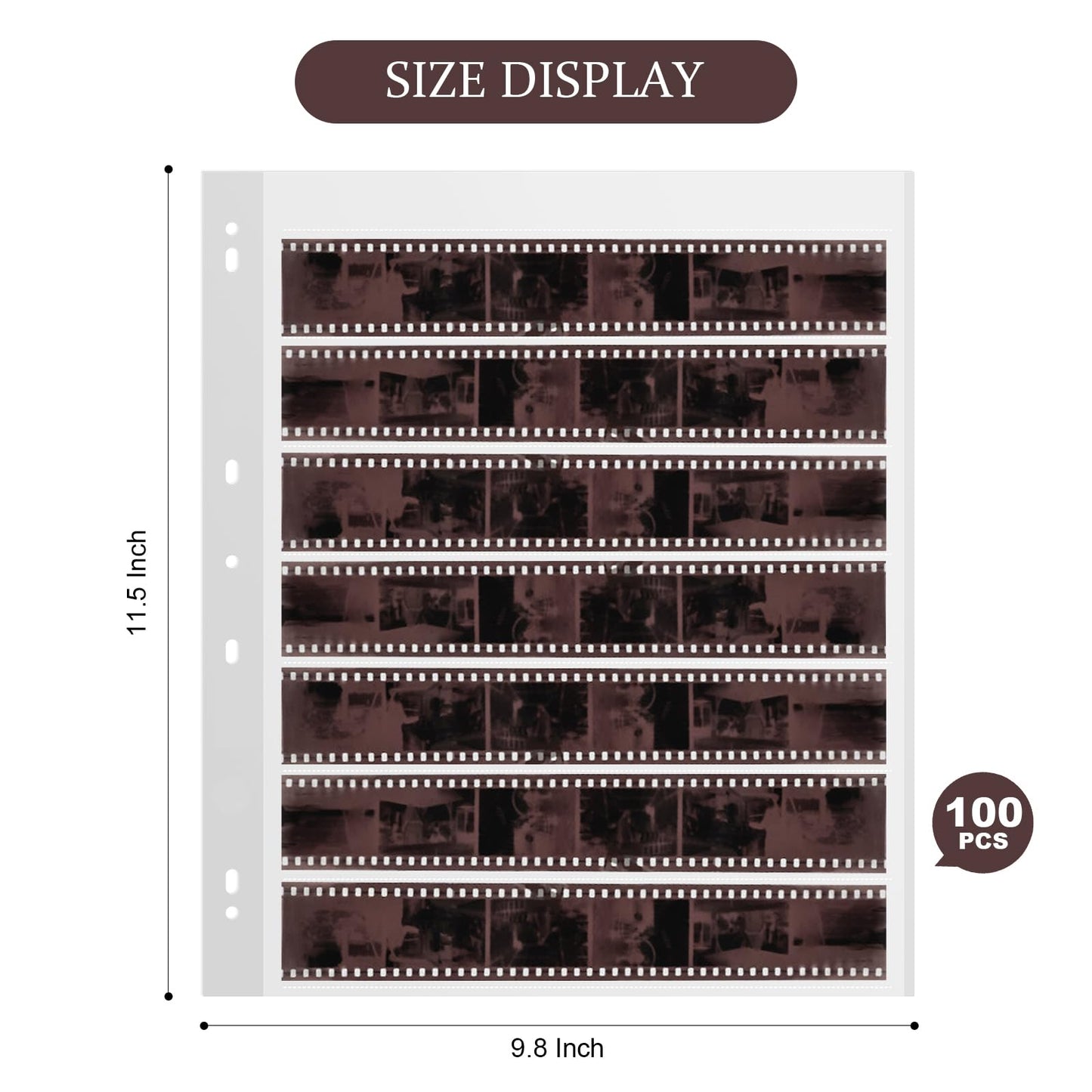 100 Pcs 35mm Film Negative Sleeves Film Negative Storage Presentation Materials 35mm Size Negative Pages Holds Seven Strips of Six Frames Help You Collect and Organize Film