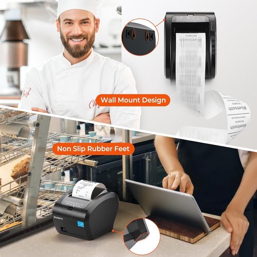MUNBYN WiFi Receipt Printer with USB Port, 80mm POS Printer Works with Square Mac Windows Chromebook Linux Cash Drawer, ESC/POS (P047 WiFi), Do Not Support Clover Ubereats Shopify Bluetooth 5G WiFi