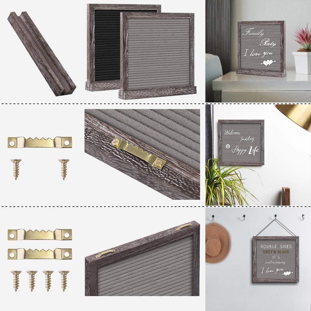 Skiennix Double-Sided Felt Letter Board - Rustic 10x10 Wood Frame with 750 Precut Letters & Numbers | Perfect for Baby Announcements & School Milestones