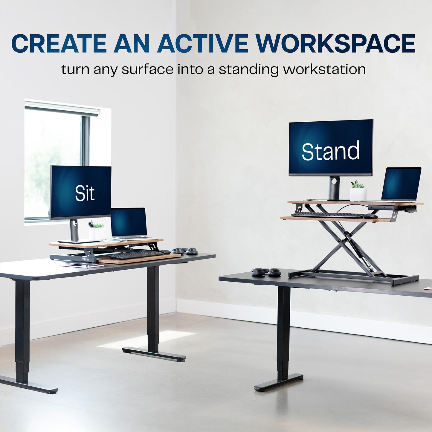 VIVO Rustic Vintage Brown 32 inch Stand Up Desk Riser, DESK-V000SN