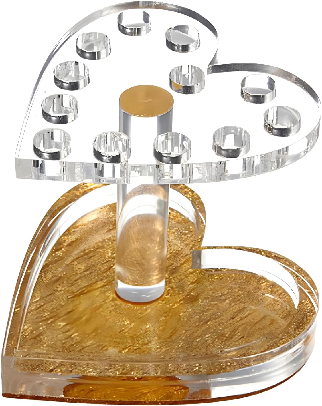 Skiennix Heart-Shaped Acrylic Organizer - 12-Hole Makeup Brush & Pen Holder for Vanity