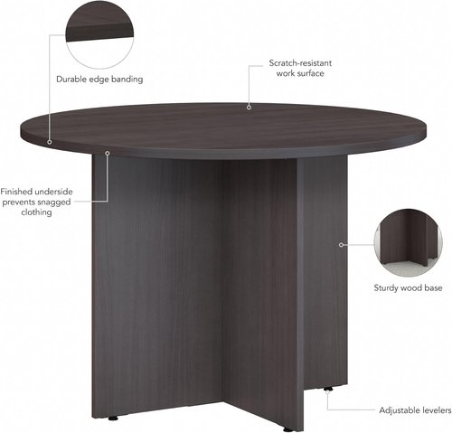 Bush Business Furniture 42-Inch Round Conference Table - Stylish Wood Base for 4 Users | Storm Gray