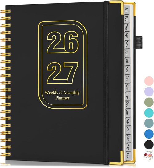 2026-2027 Planner | Skiennix 18-Month Hardcover Weekly & Monthly Organizer - Large A4, Black