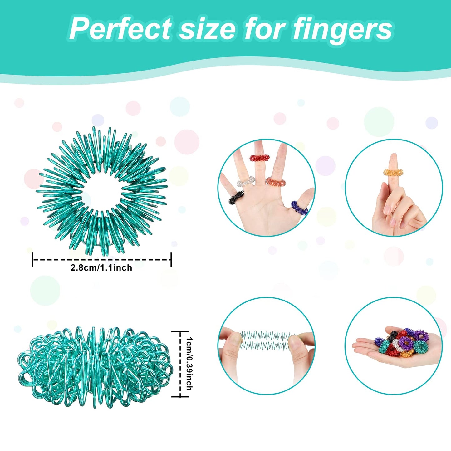 Nuogo 200 Pcs Acupressure Rings Fidget Spiky Sensory Finger Massager Ring Stress Relief Fidget Sensory Toys Anxiety Relief Toys Stress Reducer for Men, Women(Classic Color)