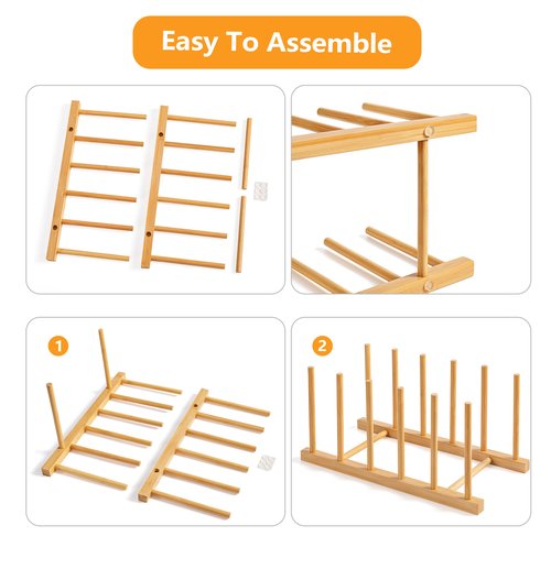 HBlife Desk File Organizer 5 Section Upright File Sorter, 2 Pack Bamboo File Holder for Home, Office & School