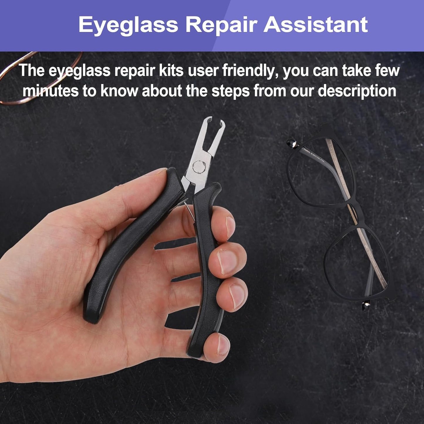 ZJchao Eyeglass Repair Kit - Complete Rimless Glasses Repair Tools with Pliers & Accessories