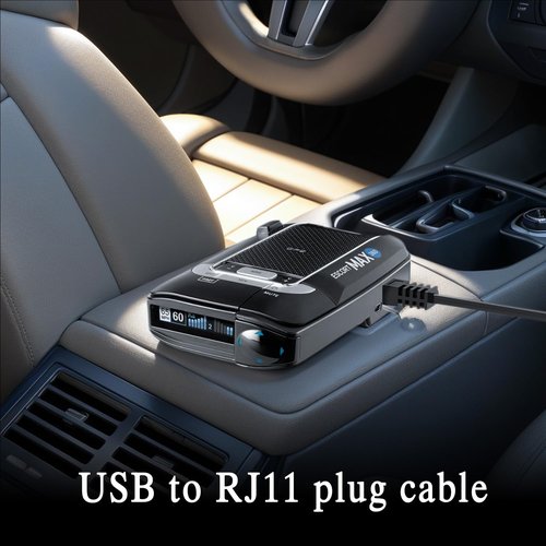 Cordro Radar Detector Cable - USB to RJ11 Plug, 5Ft Length for Escort Passport 9500i & Uniden R1/R3/R7
