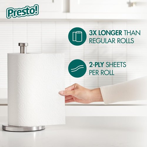 Presto! Ultra-Strong Premium Paper Towels - Flex-a-Size, 158 Sheets, 12 Huge Rolls (2 Packs of 6) | White