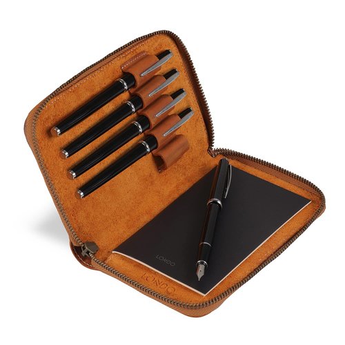 Londo Genuine Leather Padfolio – Portfolio Folder with Pencil Holder, Notepad & Zipper Closure for Business, Office & Travel
