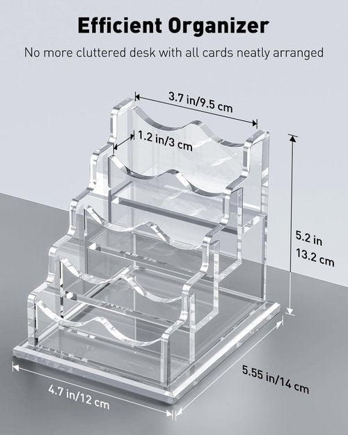 Uniclife Acrylic Business Card Holder for Desk 4 Slots Clear Horizontal Business Card Display Stand for Men & Women Desktop Name Card Organizer Card Stand for Office Home Exhibition, 240 Card Capacity