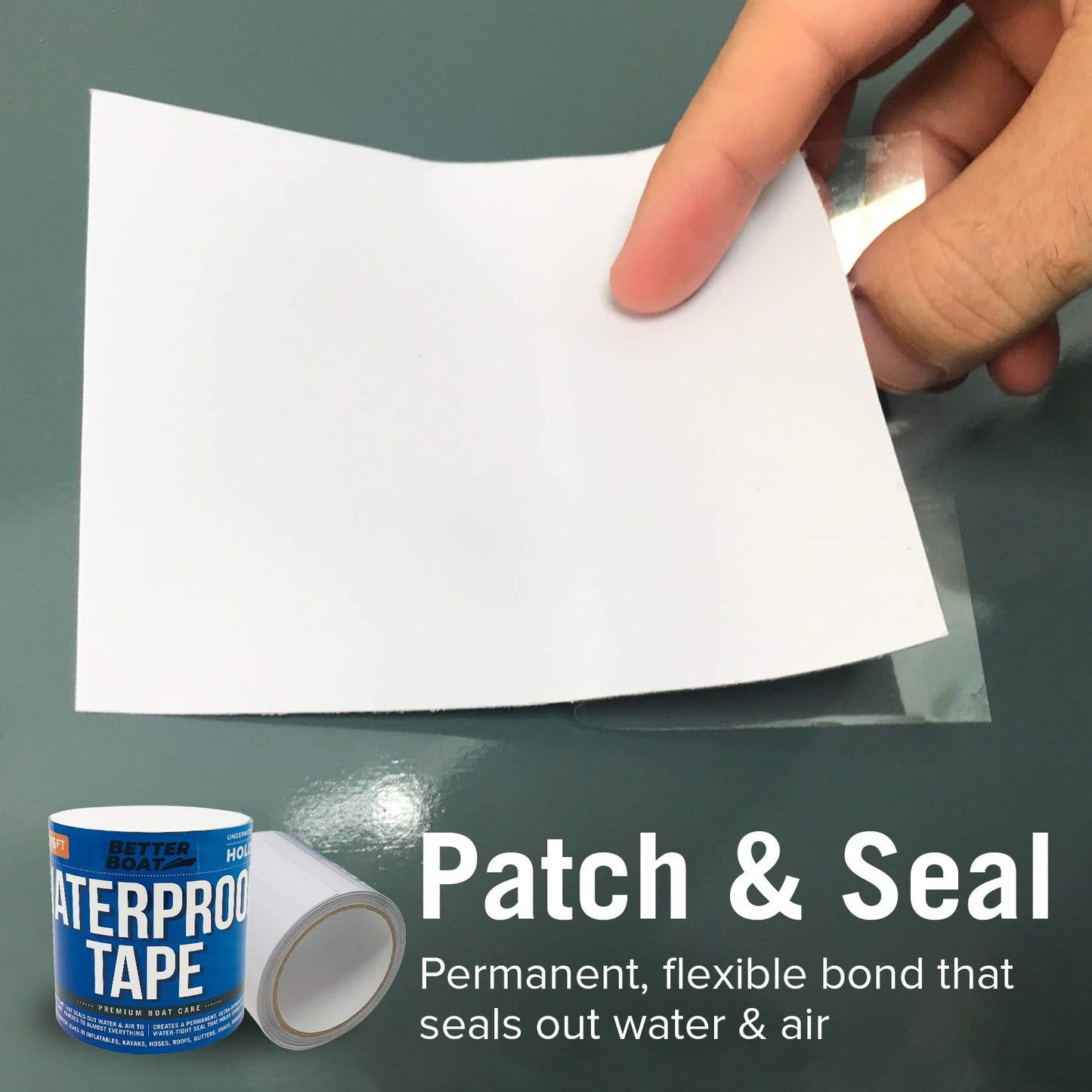 Better Boat White Waterproof Tape for Leaks Heavy Duty Marine Grade Seal Tape, 15 ft x 4 in, Shower, Pool, RV, Roof Patching and Sealing