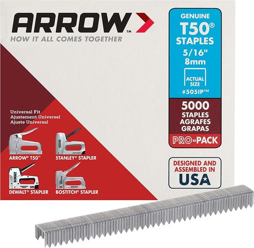 DEWALT Stapler, Carbon Fiber (DWHT75900) & Arrow Fastener 505IP Heavy Duty T50 Staples for Upholstery, Construction, Furniture, Crafts, 5/16-Inch Leg Length, 3/8-Inch Crown Size, 5000-Pack