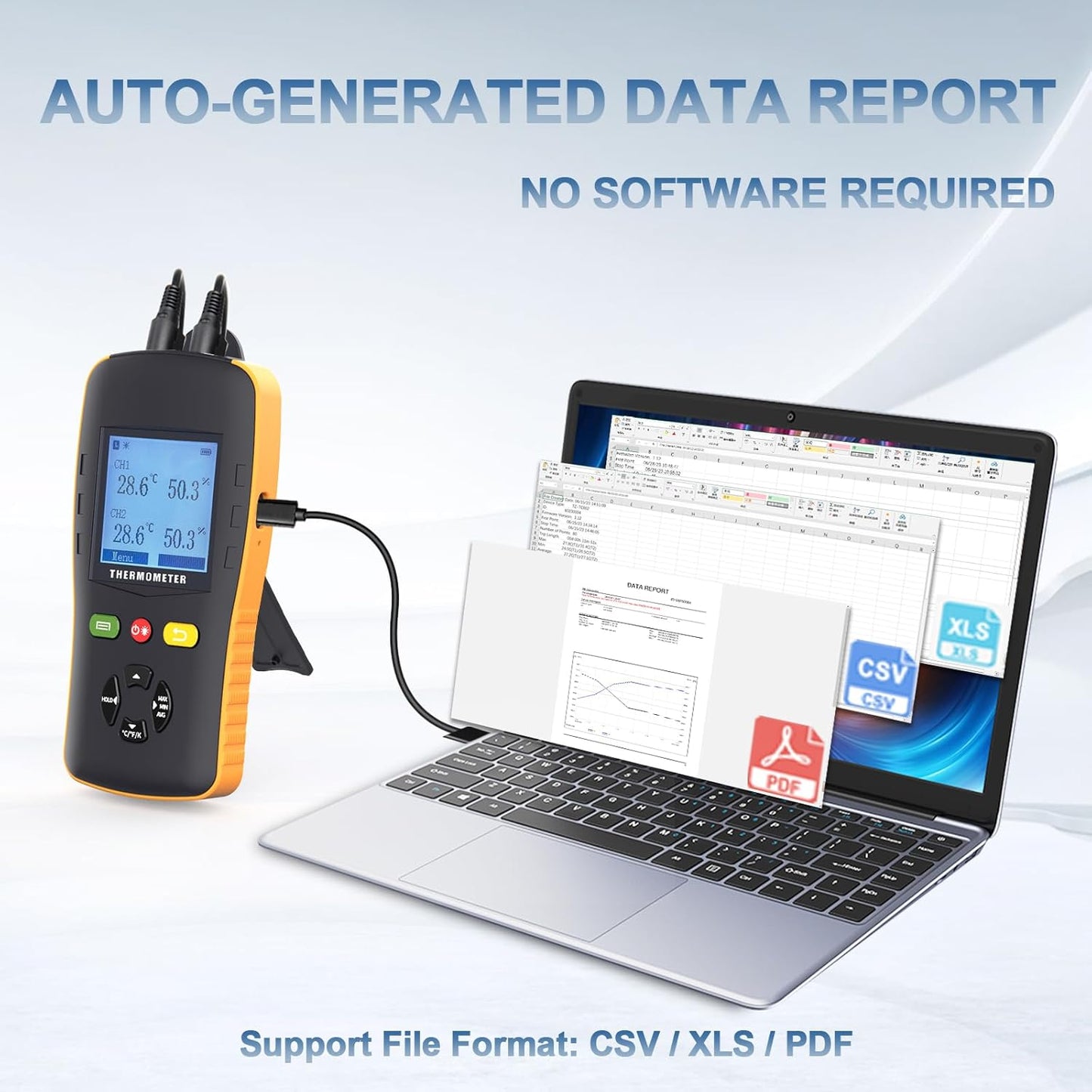 Tzone Temperature & Humidity Data Logger - Dual Channel USB Probe for Accurate Readings | Ideal for Greenhouses & Labs