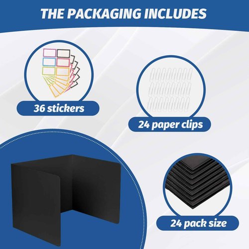 ZYINOZOC 24 Pack Desk Dividers for Students,3-Fold Privacy Screens,Testing Dividers for Classroom Waterproof,Plastic Easy Clean Privacy Shields for Student Includes Extra Labels