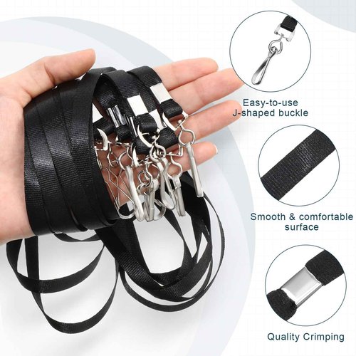 Harloon 300 Pack Clear ID Badge Holder with Lanyard 2.75 x 4.53 Inch Bulk Waterproof Vertical Card Holders with Flat Neck Lanyards and Swivel Hooks for Cruise, School, Office Supplies(Black)