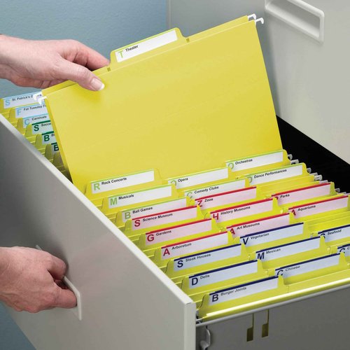 Smead FasTab Hanging File Folder, 1/3-Cut Built-in Tab, Letter Size, Yellow, 20 Count (64097)