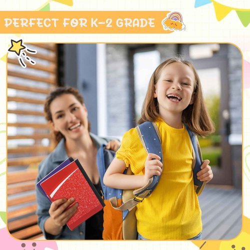 Fainne 50 Packs Primary Composition Notebook Bulk Primary Journal K-2 Grade 9 3/4 x 7 1/2 Inch Primarys Ruled Compositions Book for Kids Draw and Write School Supplies 100 Pages