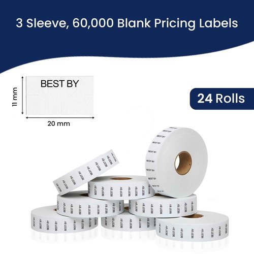 Perco Best by Labels for Monarch 1131 Price Gun - Buy 2 Sleeves Get 1 Free! 24 Rolls, 60,000 Labels
