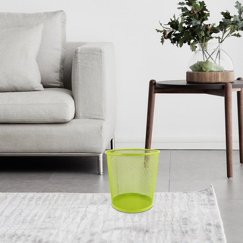Ciieeo Green Mesh Trash Cans Mesh Office Trash Can Open Top Metal Wire Wastebaskets Waste Basket for Near Desk Garbage Can Recycling Garbage Container Bin 26.5x28cm