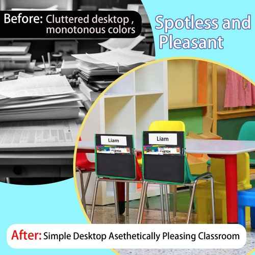 24pcs Chair Pockets for Classrooms 15.6 x 16.8 Inch, Seat Sacks for Classroom Chairs, Classrooms Chair Pockets, Student Chair Pockets Organizer with Multiple Pockets for Books, Stationery & Supplies