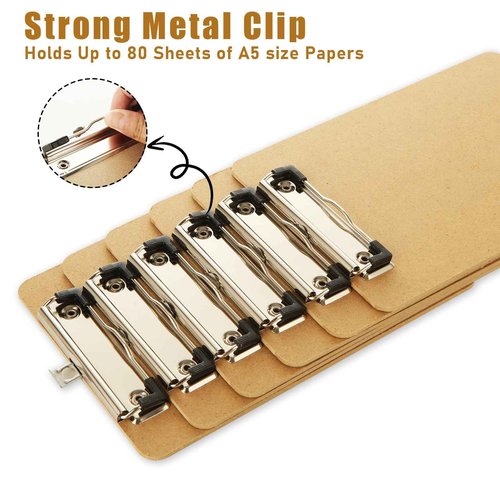YAYODS 40 Pack Mini Clipboard 6 x 9 Clipboards Bulk, A5 Wood Clipboard Small Clipboards with Low Profile Clip, Memo Size Clip Boards for Home, Office, Classroom Supplies