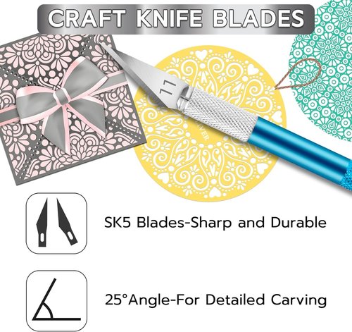 Jetmore 42 Pack Exacto Knife Set, Precision Craft Hobby Knife, Art Knife, Exacto Knives for Cutting, Carving, Trimming, Scrapbooking, DIY (Multicolor)